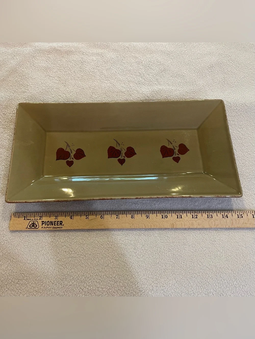 Vintage Portugal Ceramic Tray Olive Green MCM